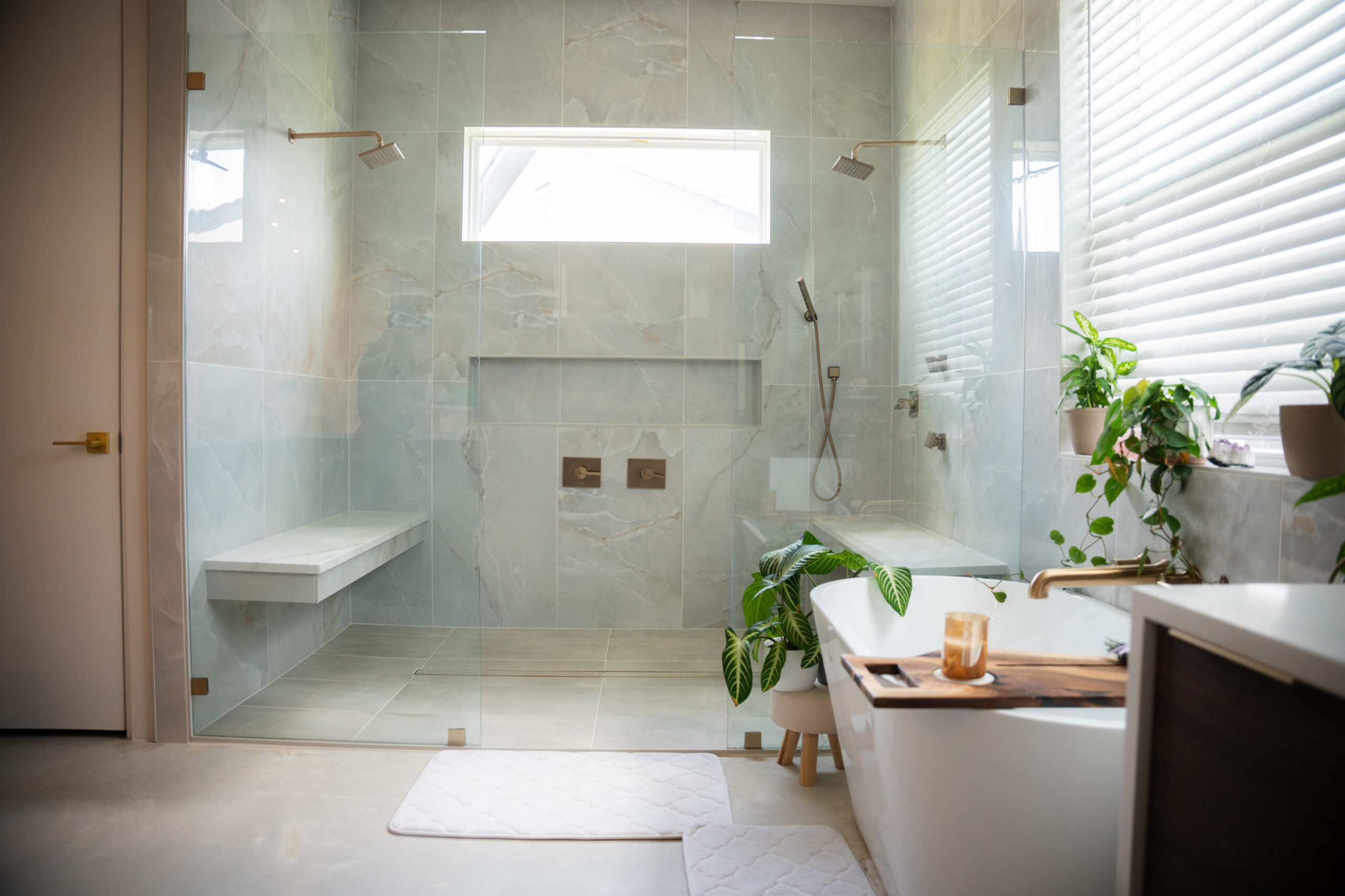 Bathroom remodel cost example: completed project by Pro Tech Construction in Austin, TX