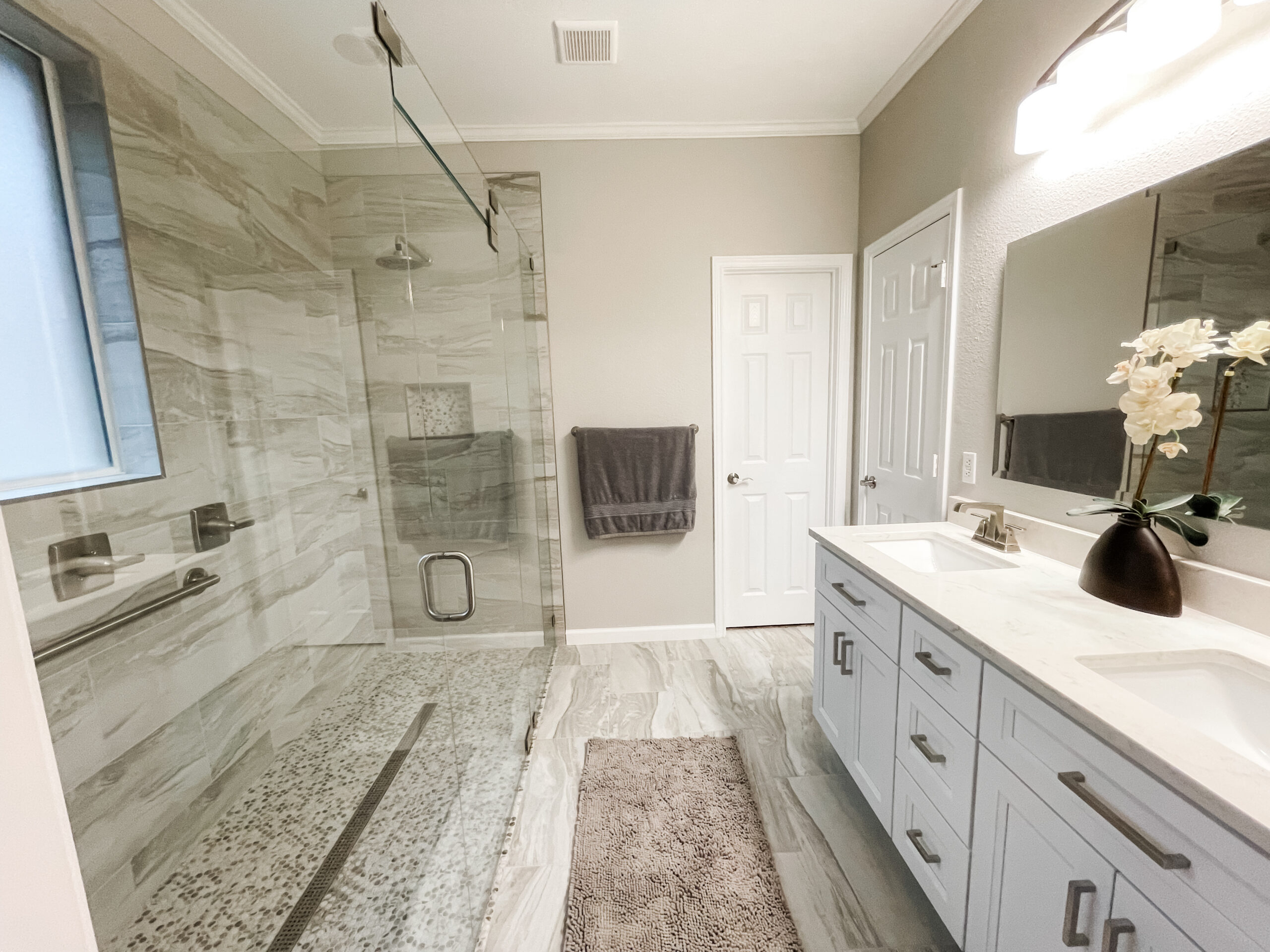 Full accessible master bathroom remodel with roll-in shower Austin TX